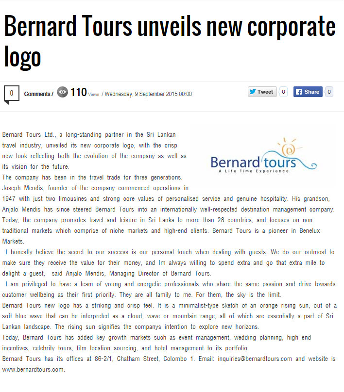 Bernard Tours unveils new corporate logo